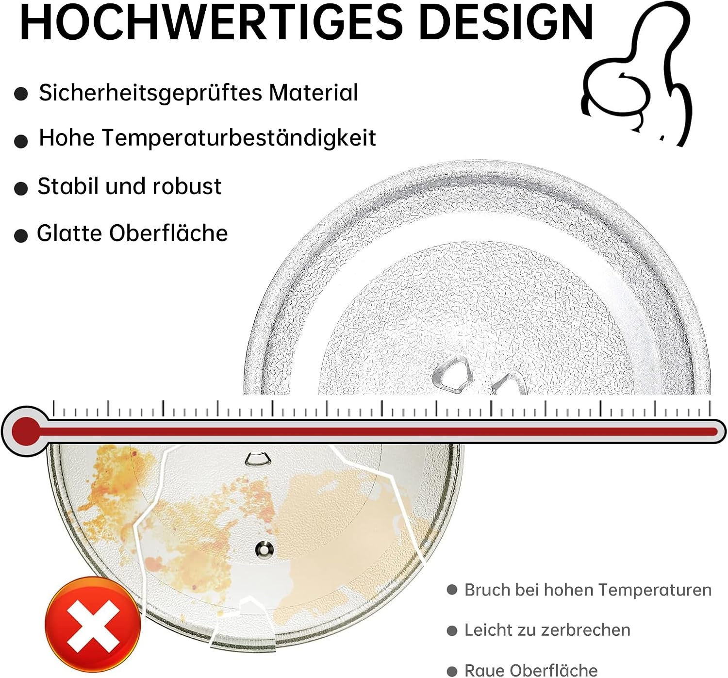Magnetronbord, glas, 24,5 cm, magnetronbord, draaiplateau, glazen bord, magnetronaccessoires, reservedraaiplateau met 3 bevestigingen voor magnetron met ronde standaard