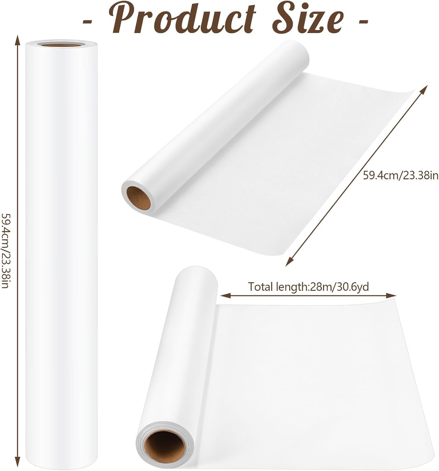 WSICSE Overtrekpapier Rol - 59cm x 28m - Wit - Voor Naaipatronen, Tekenen en Schetsen