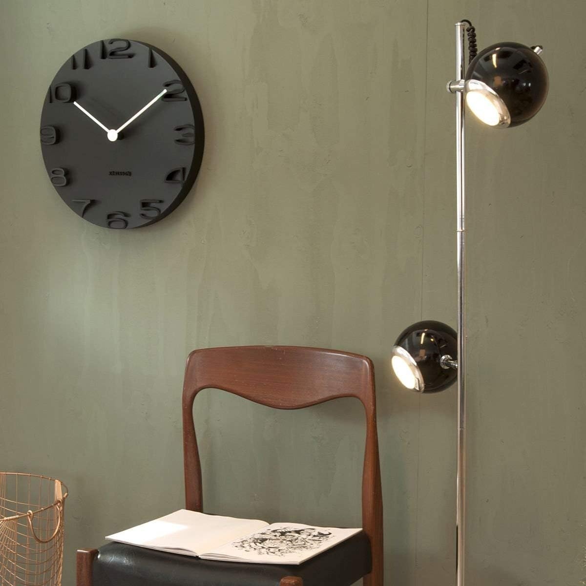 Karlsson Wandklok On The Edge - Zwart met chromen wijzers - Ø42cm