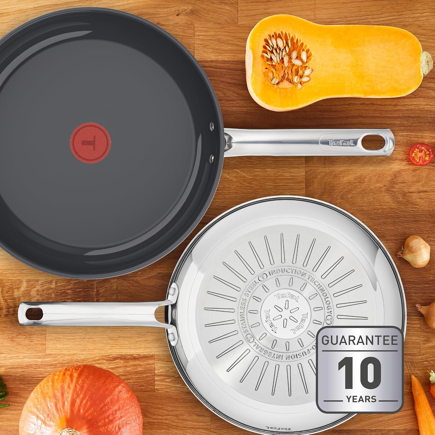 Tefal Duetto On Koekenpan 28 cm, 10 jaar garantie, Go Ceram anti-aanbaklaag, Thermo-Signal technologie, G7660634 - Maat Koekenpan 28 cm