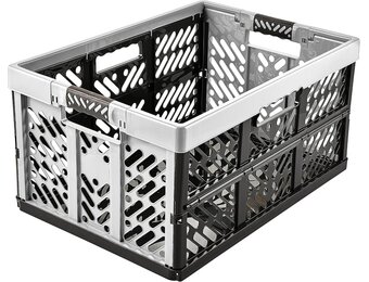 keeeper 2x Stevige vouwkratten met soft-touch handgrepen, 54 x 37 x 28 cm, 45 l, Ben, lichtgrijs