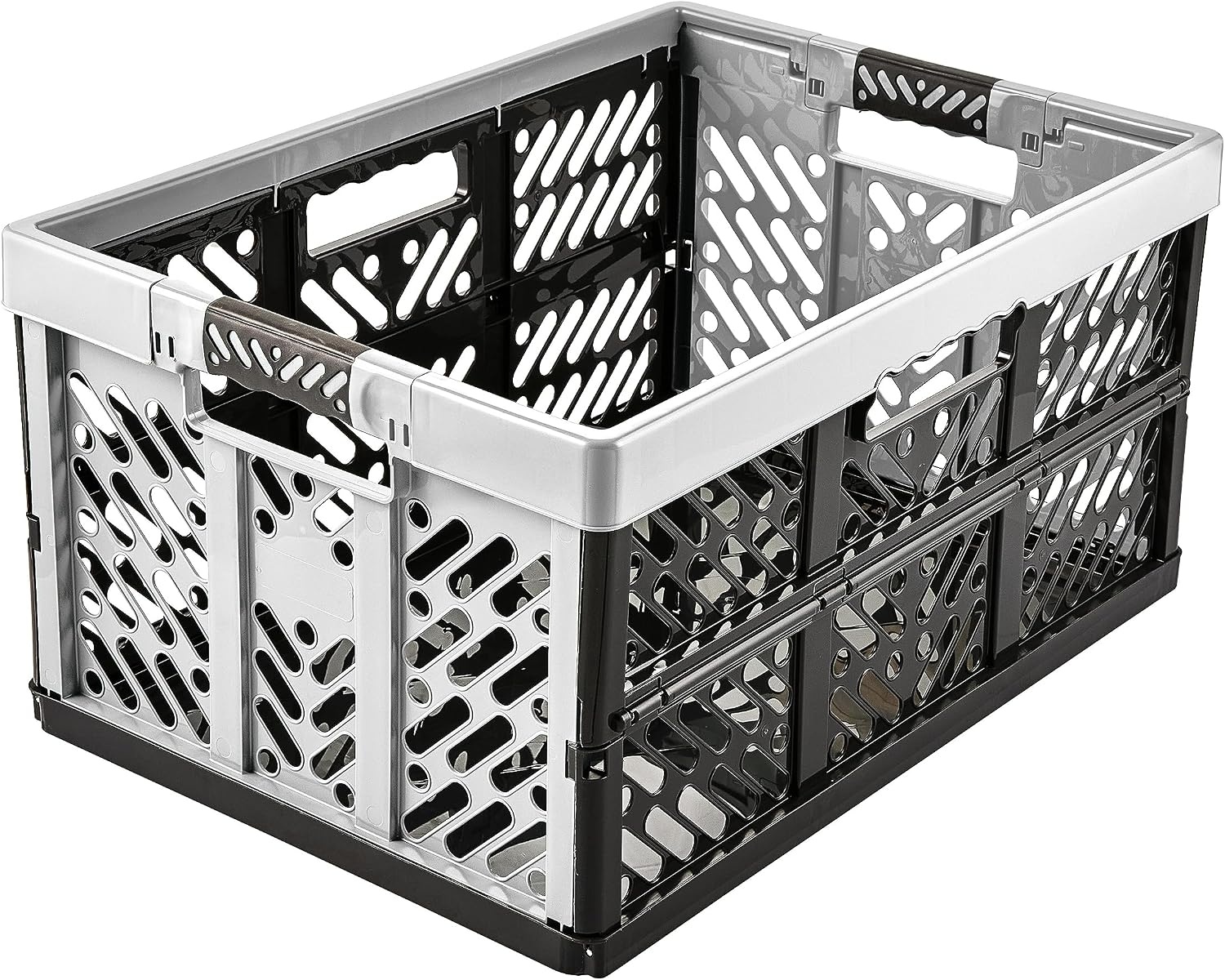 keeeper 2x Stevige vouwkratten met soft-touch handgrepen, 54 x 37 x 28 cm, 45 l, Ben, lichtgrijs
