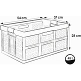 keeeper 2x Stevige vouwkratten met soft-touch handgrepen, 54 x 37 x 28 cm, 45 l, Ben, lichtgrijs