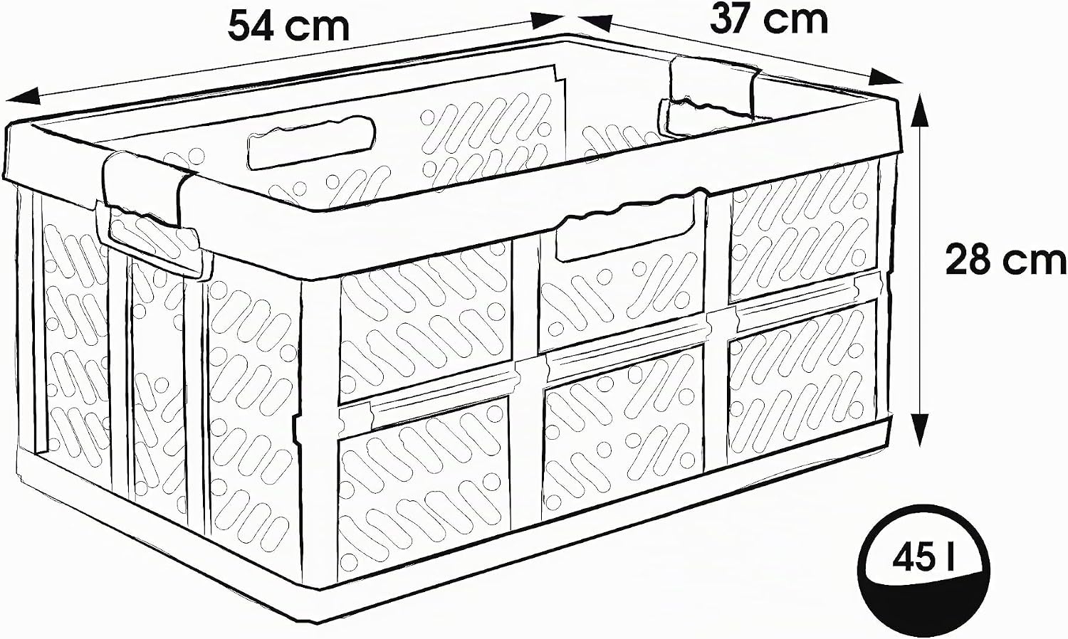 keeeper 2x Stevige vouwkratten met soft-touch handgrepen, 54 x 37 x 28 cm, 45 l, Ben, lichtgrijs
