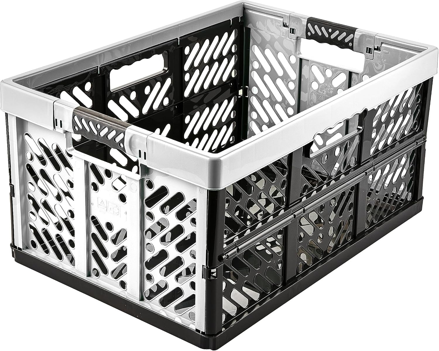 keeeper 2x Stevige vouwkratten met soft-touch handgrepen, 54 x 37 x 28 cm, 45 l, Ben, lichtgrijs