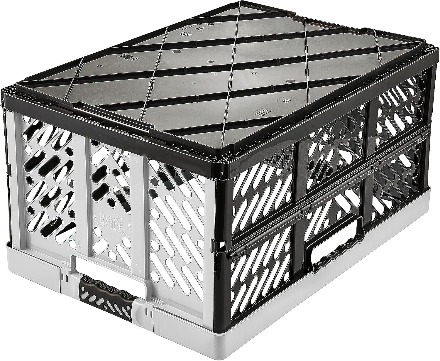 keeeper 2x Stevige vouwkratten met soft-touch handgrepen, 54 x 37 x 28 cm, 45 l, Ben, lichtgrijs