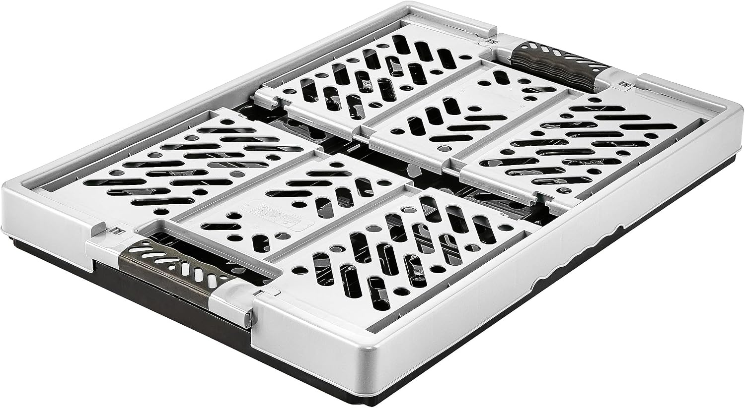 keeeper 2x Stevige vouwkratten met soft-touch handgrepen, 54 x 37 x 28 cm, 45 l, Ben, lichtgrijs