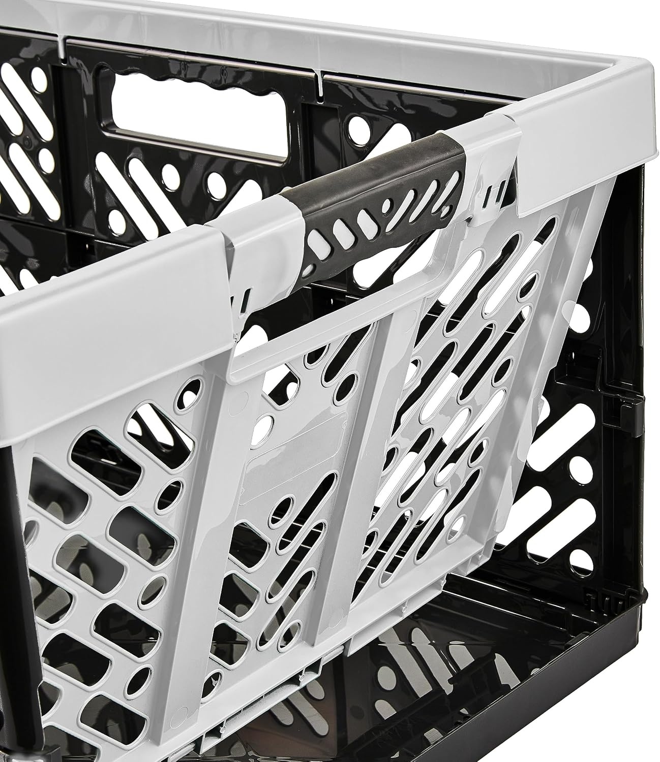 keeeper 2x Stevige vouwkratten met soft-touch handgrepen, 54 x 37 x 28 cm, 45 l, Ben, lichtgrijs