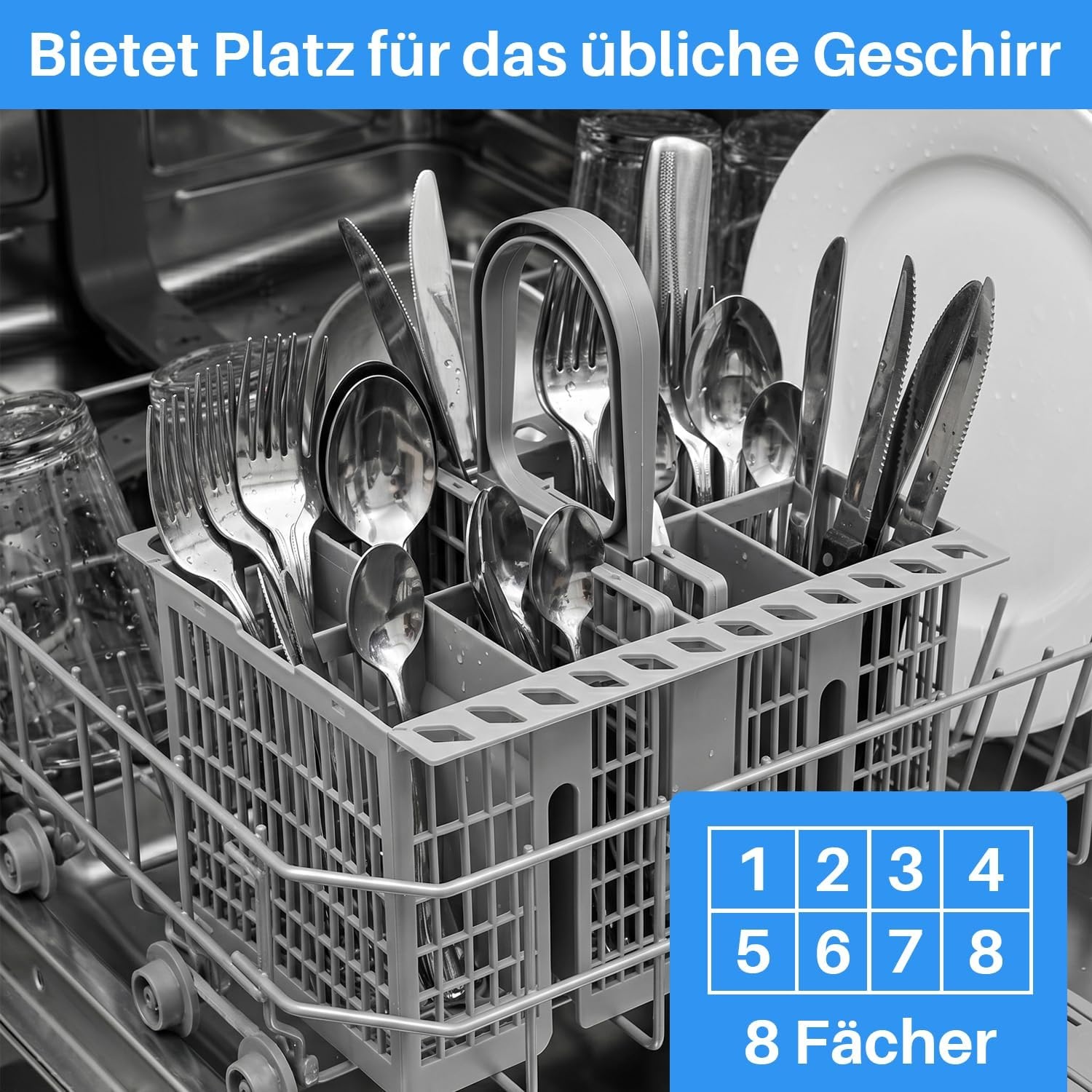 Bestekmand, vaatwassermand voor ondermand, 20,5 x 16 x 22,5 cm, voor Hotpoint voor Indesit voor Whirlpool voor Bauknecht voor Ikea 488000386607 / C00386607 Afwasrek Vaatwasmand mand
