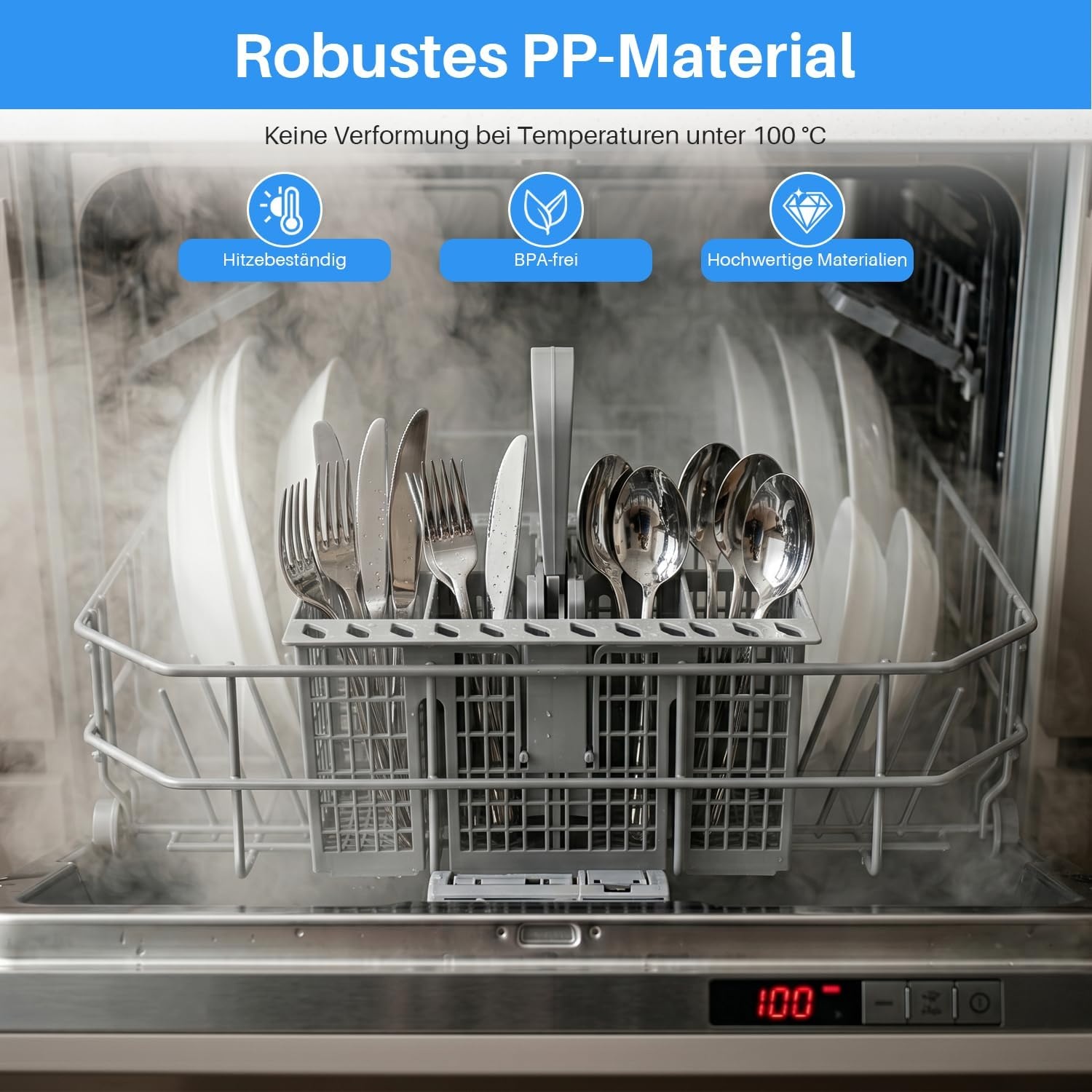 Bestekmand, vaatwassermand voor ondermand, 20,5 x 16 x 22,5 cm, voor Hotpoint voor Indesit voor Whirlpool voor Bauknecht voor Ikea 488000386607 / C00386607 Afwasrek Vaatwasmand mand