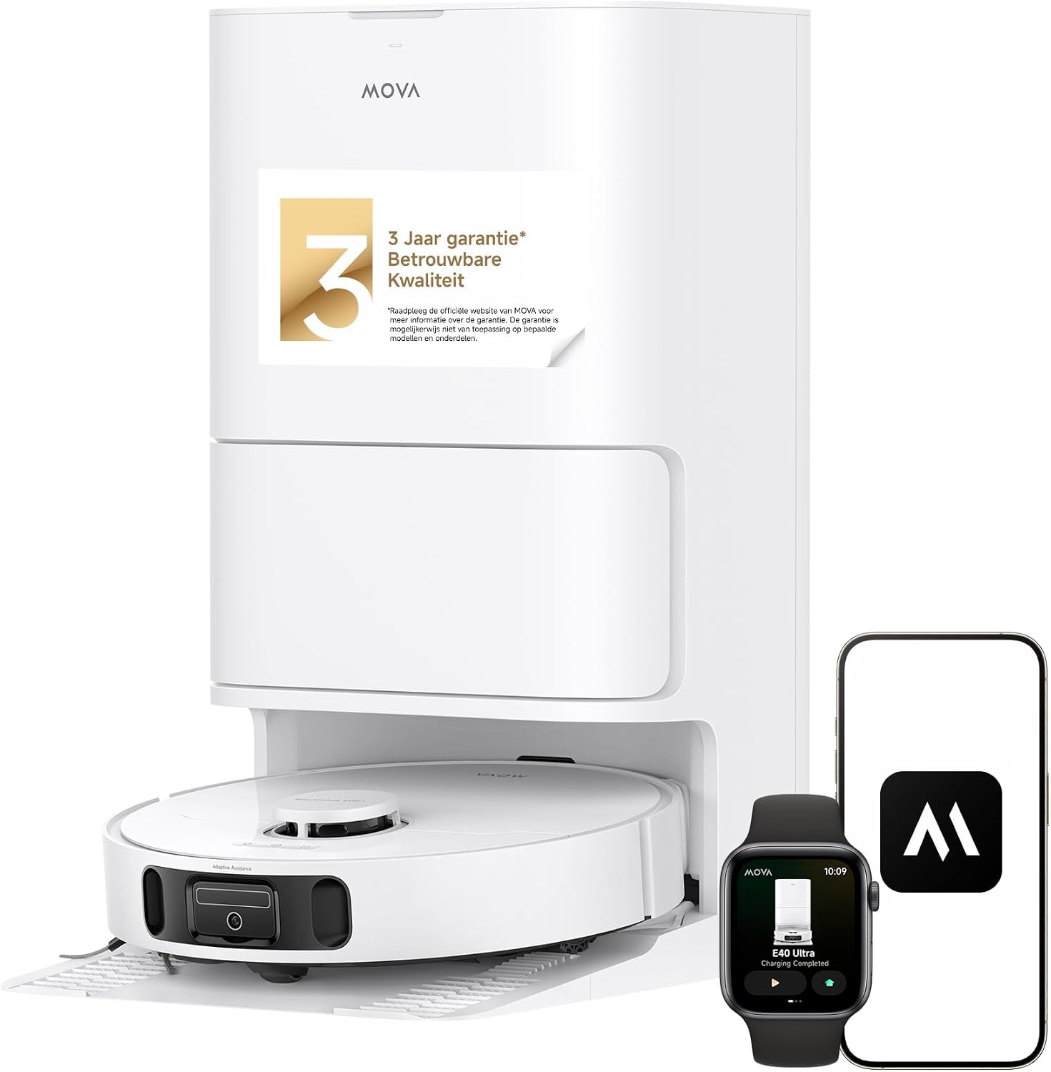 Mova E40 Ultra Robotstofzuiger met Dweilfunctie - Wit - 35 cm breed