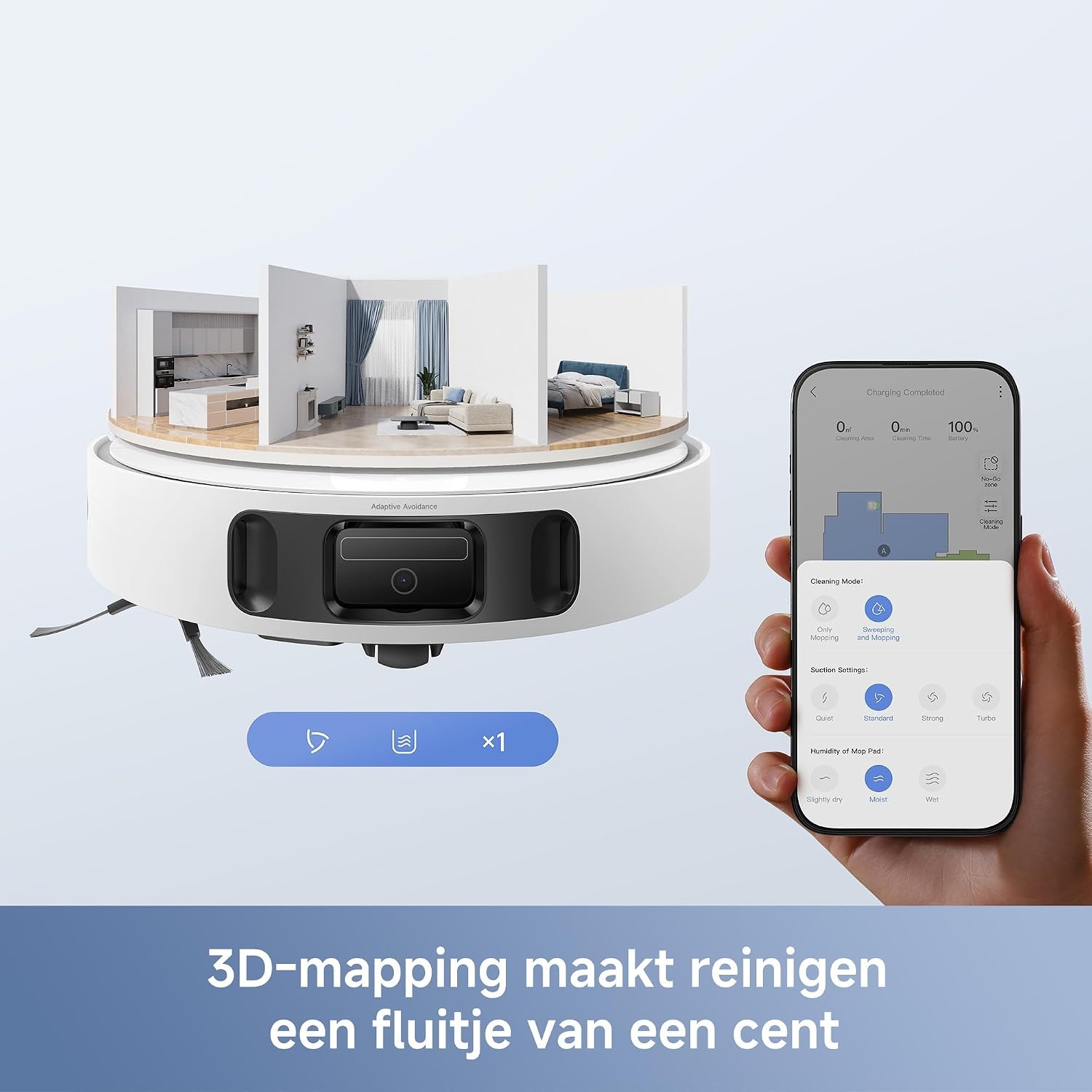 Mova E40 Ultra Robotstofzuiger met Dweilfunctie - Wit - 35 cm breed