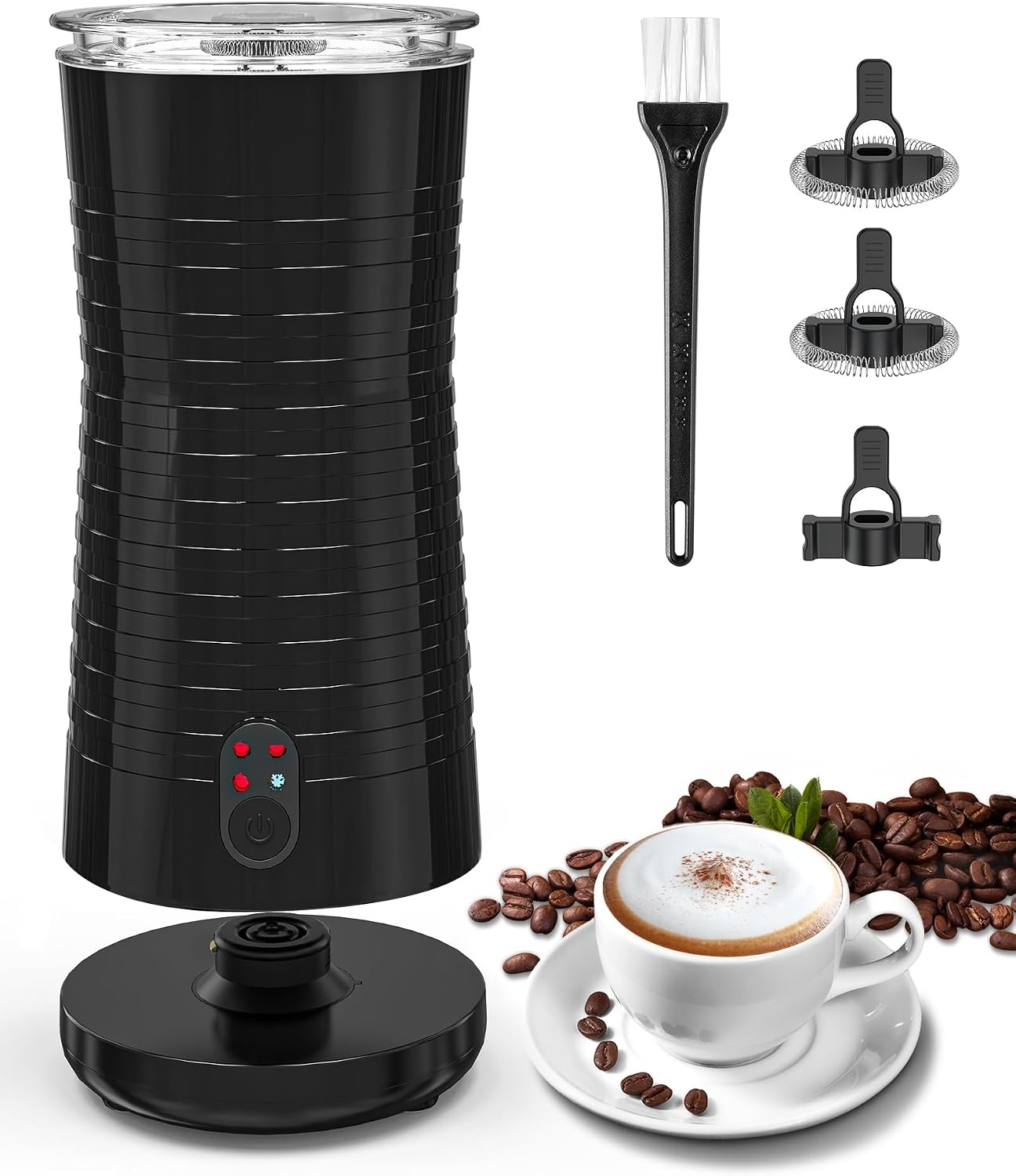 Morpilot 4 in 1 elektrische melkopschuimer, automatische warm- en koud schuimmachine en melkverwarmer voor latte, cappuccino, macchiatos, 240ml 400W