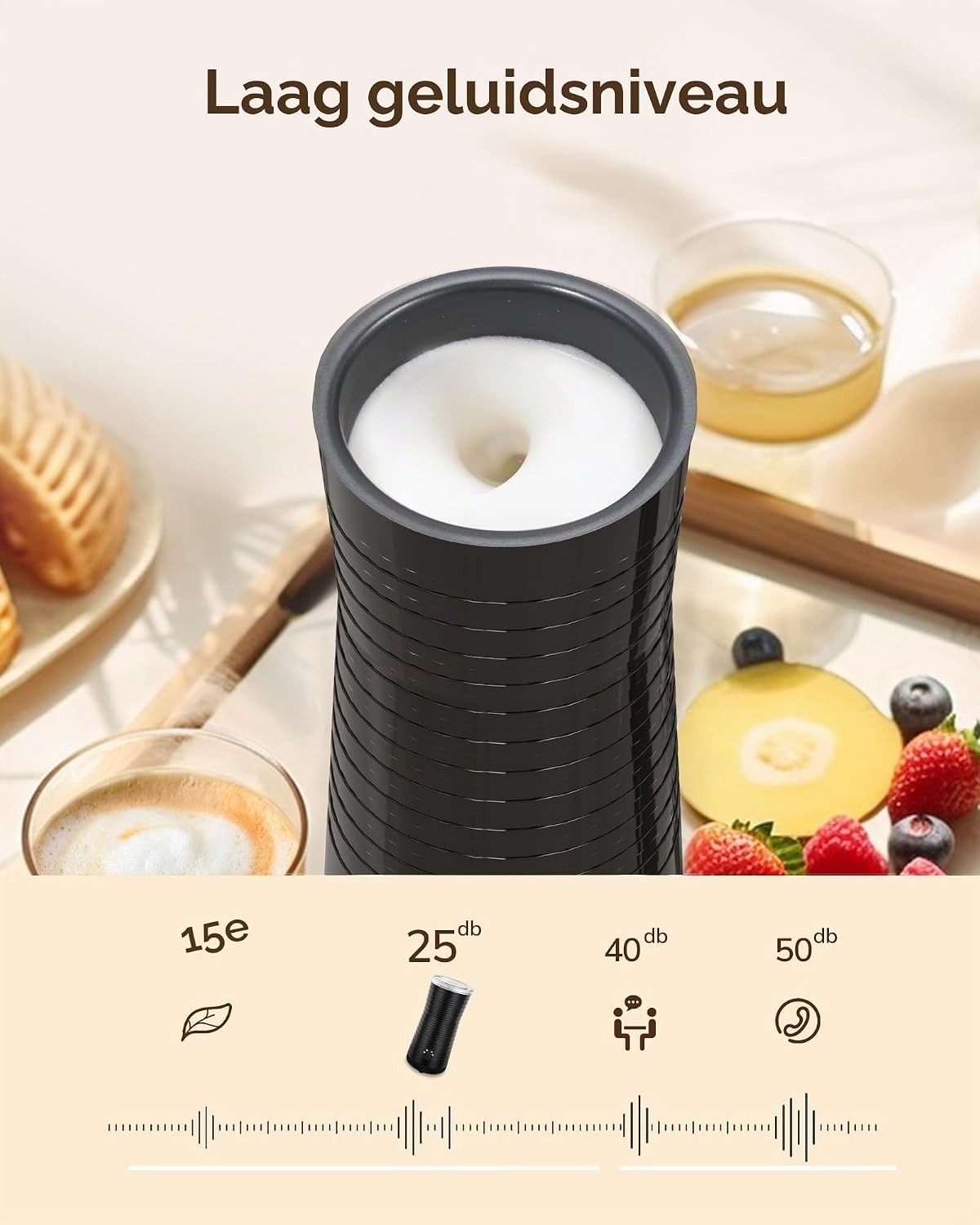 Morpilot 4 in 1 elektrische melkopschuimer, automatische warm- en koud schuimmachine en melkverwarmer voor latte, cappuccino, macchiatos, 240ml 400W