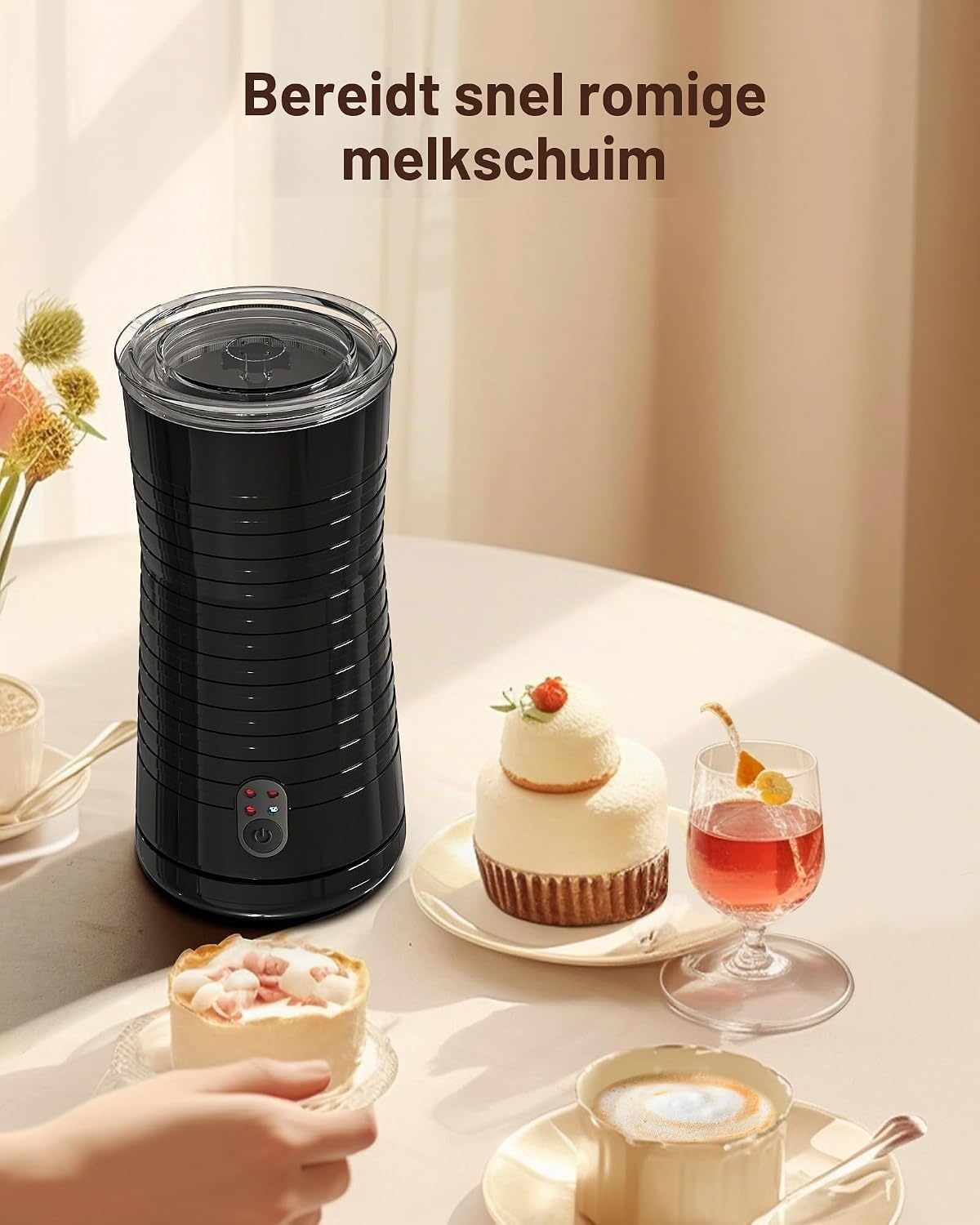 Morpilot 4 in 1 elektrische melkopschuimer, automatische warm- en koud schuimmachine en melkverwarmer voor latte, cappuccino, macchiatos, 240ml 400W