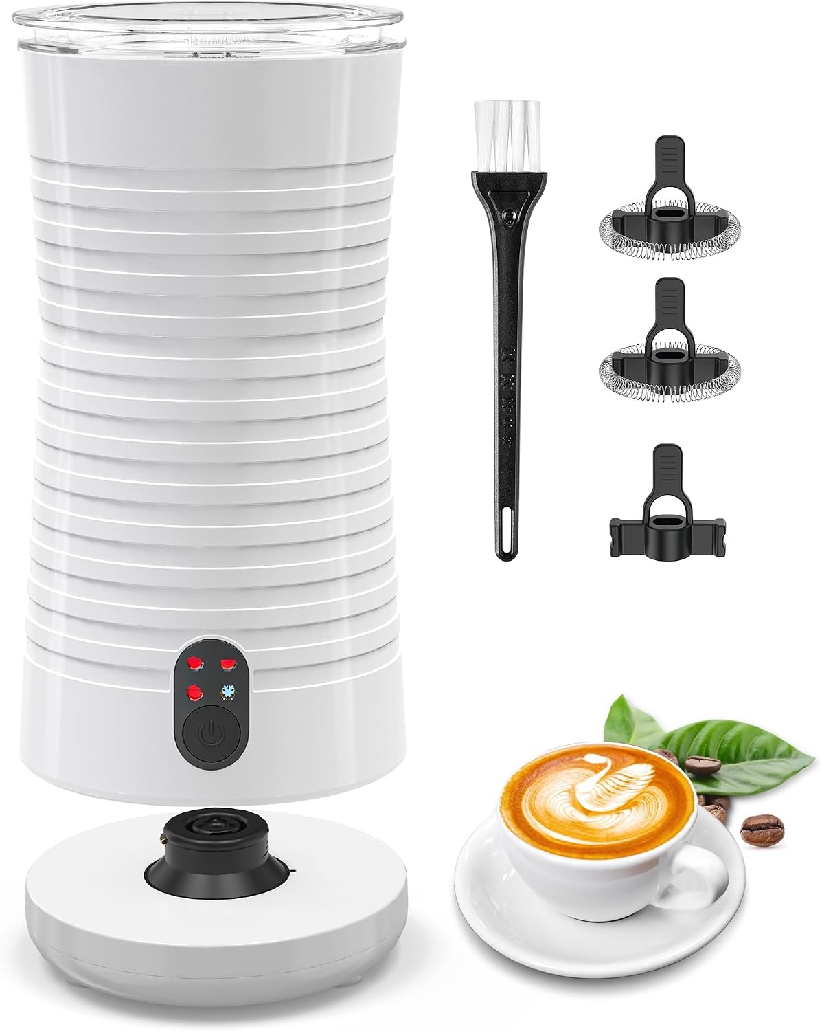 Morpilot 4 in 1 elektrische melkopschuimer, automatische warm- en koud schuimmachine en melkverwarmer voor latte, cappuccino, macchiatos, 240ml 400W