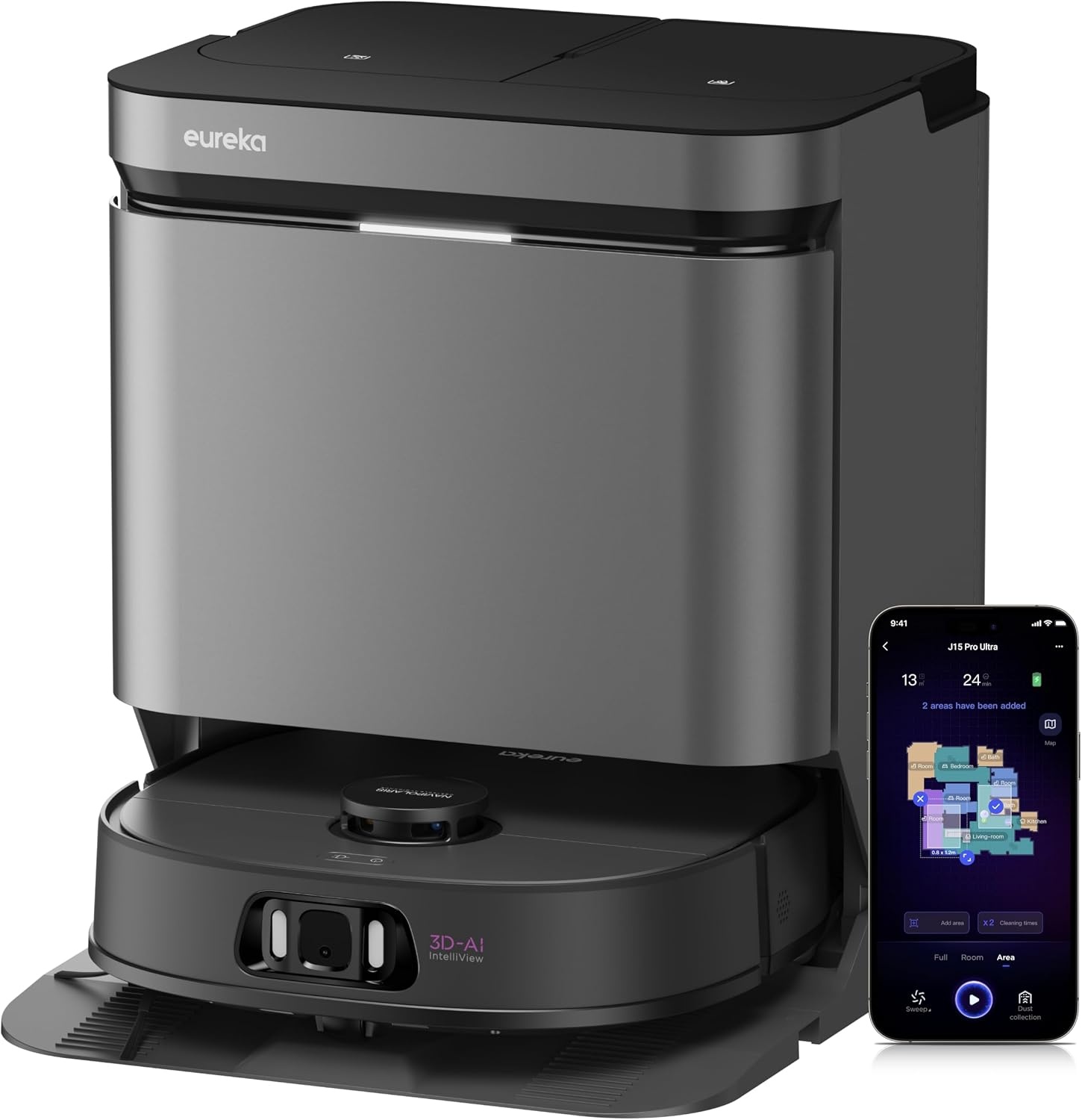 EUREKA J15 Pro Ultra Robotstofzuiger - 16200Pa - Zwart - Met Zelfreinigend Station