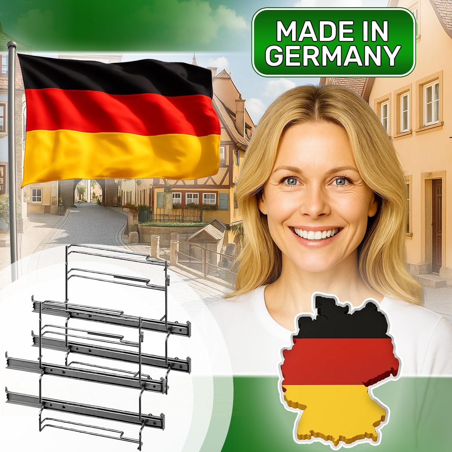 Rails telescopische oven 2 niveaus 17001568 voor Bosch - Made in Germany