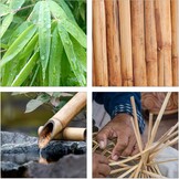 Relaxdays tuinfakkels, set van 16, 90 cm, bamboe fakkels, decoratie tuinfeestjes, oliefakkels met reservelont, naturel