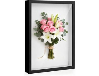 Fotolijst om te vullen, 40 x 50 cm, houten rechthoekige lijst, met transparante acrylplaat, 3D-objectlijst dieper, 3D-objectlijst, voor objecten, bruiloftsboeket, doe-het-zelf kunstwerken, zwart - Maat 40x50cm-Schwarz