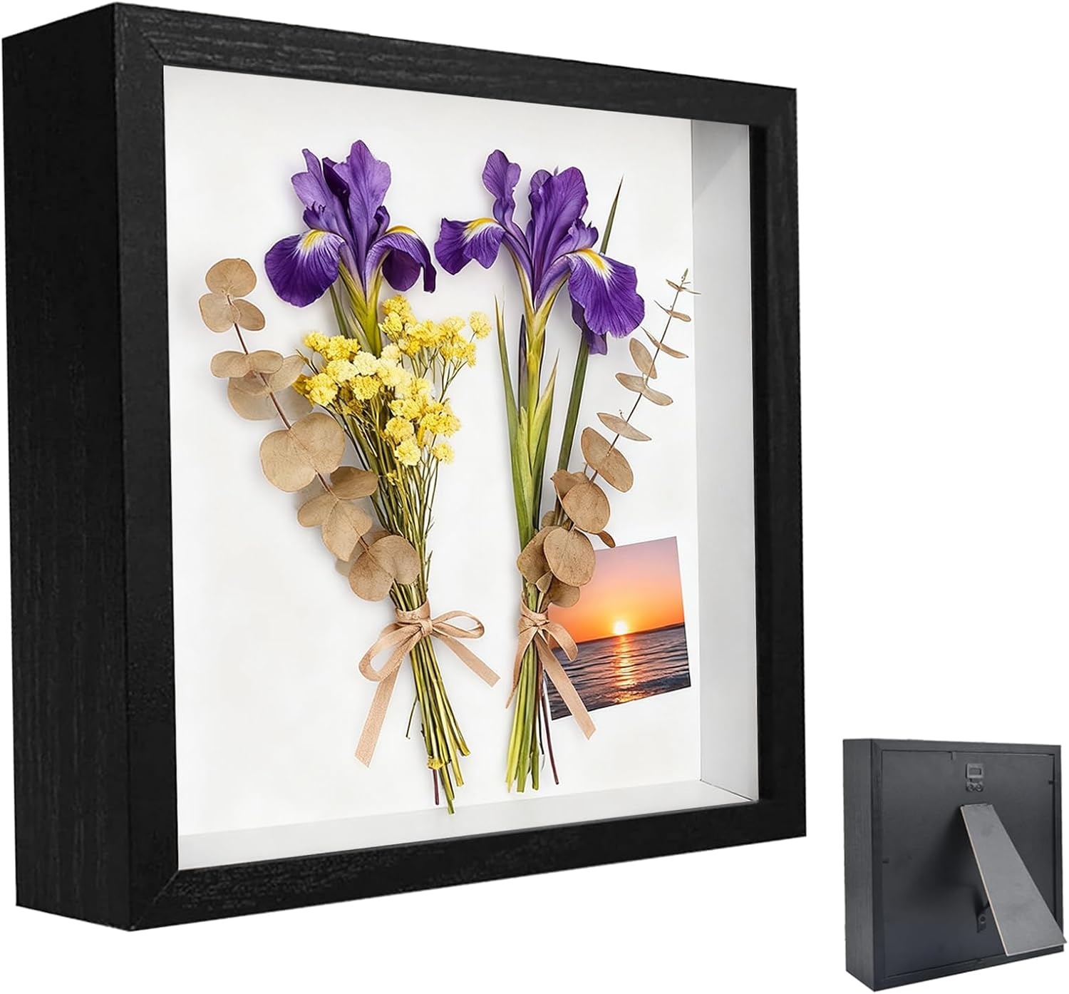 Fotolijst om te vullen, 40 x 50 cm, houten rechthoekige lijst, met transparante acrylplaat, 3D-objectlijst dieper, 3D-objectlijst, voor objecten, bruiloftsboeket, doe-het-zelf kunstwerken, zwart - Maat 40x50cm-Schwarz