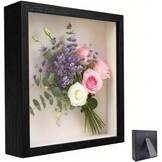 Fotolijst om te vullen, 40 x 50 cm, houten rechthoekige lijst, met transparante acrylplaat, 3D-objectlijst dieper, 3D-objectlijst, voor objecten, bruiloftsboeket, doe-het-zelf kunstwerken, zwart - Maat 40x50cm-Schwarz