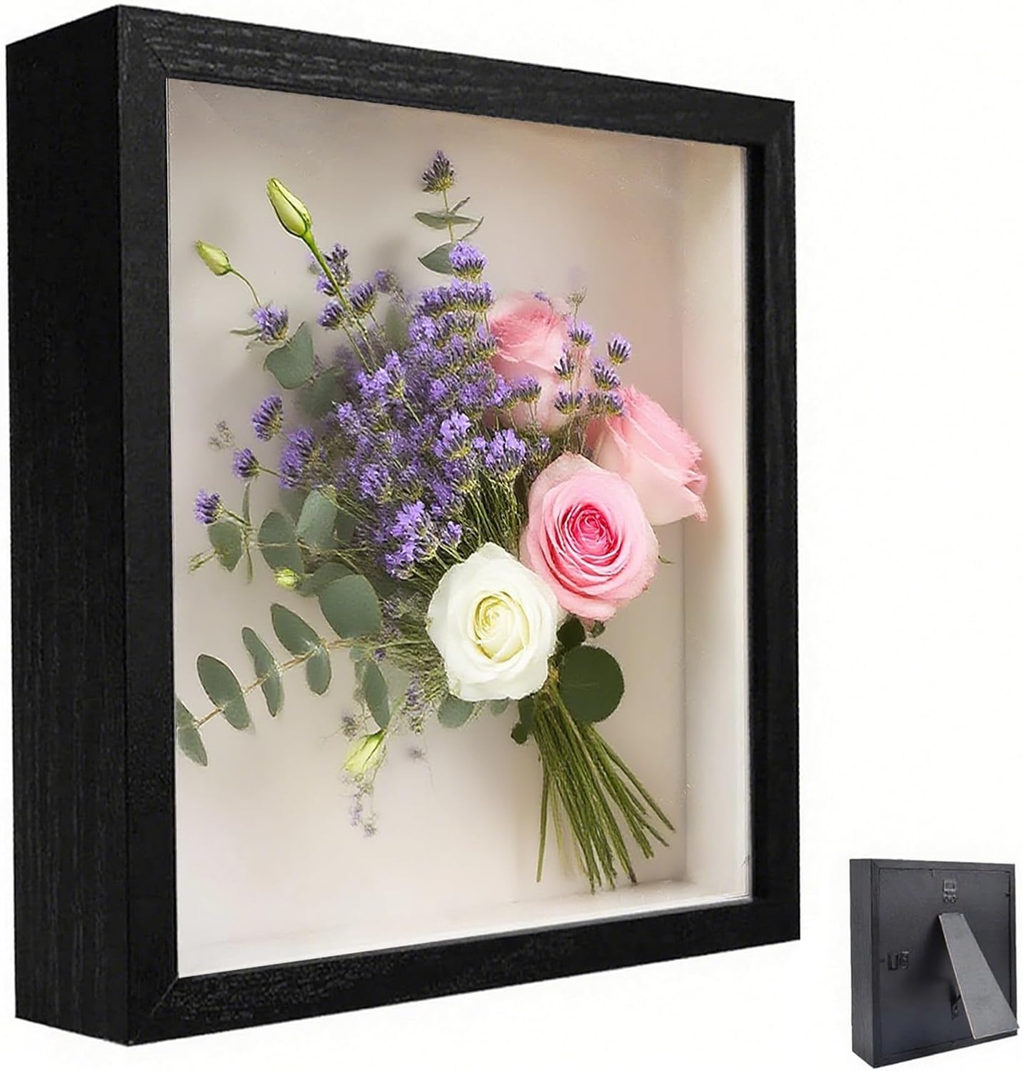 Fotolijst om te vullen, 40 x 50 cm, houten rechthoekige lijst, met transparante acrylplaat, 3D-objectlijst dieper, 3D-objectlijst, voor objecten, bruiloftsboeket, doe-het-zelf kunstwerken, zwart - Maat 40x50cm-Schwarz