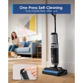 Tineco Floor One i5 Stretch stofzuiger, droge en natte stofzuiger, krachtige zuigkracht 20 kPa, plat bereik 180°, reiniging met twee randen, 30 minuten looptijd, watertanks met grote capaciteit