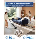 Tineco Floor One i5 Stretch stofzuiger, droge en natte stofzuiger, krachtige zuigkracht 20 kPa, plat bereik 180°, reiniging met twee randen, 30 minuten looptijd, watertanks met grote capaciteit