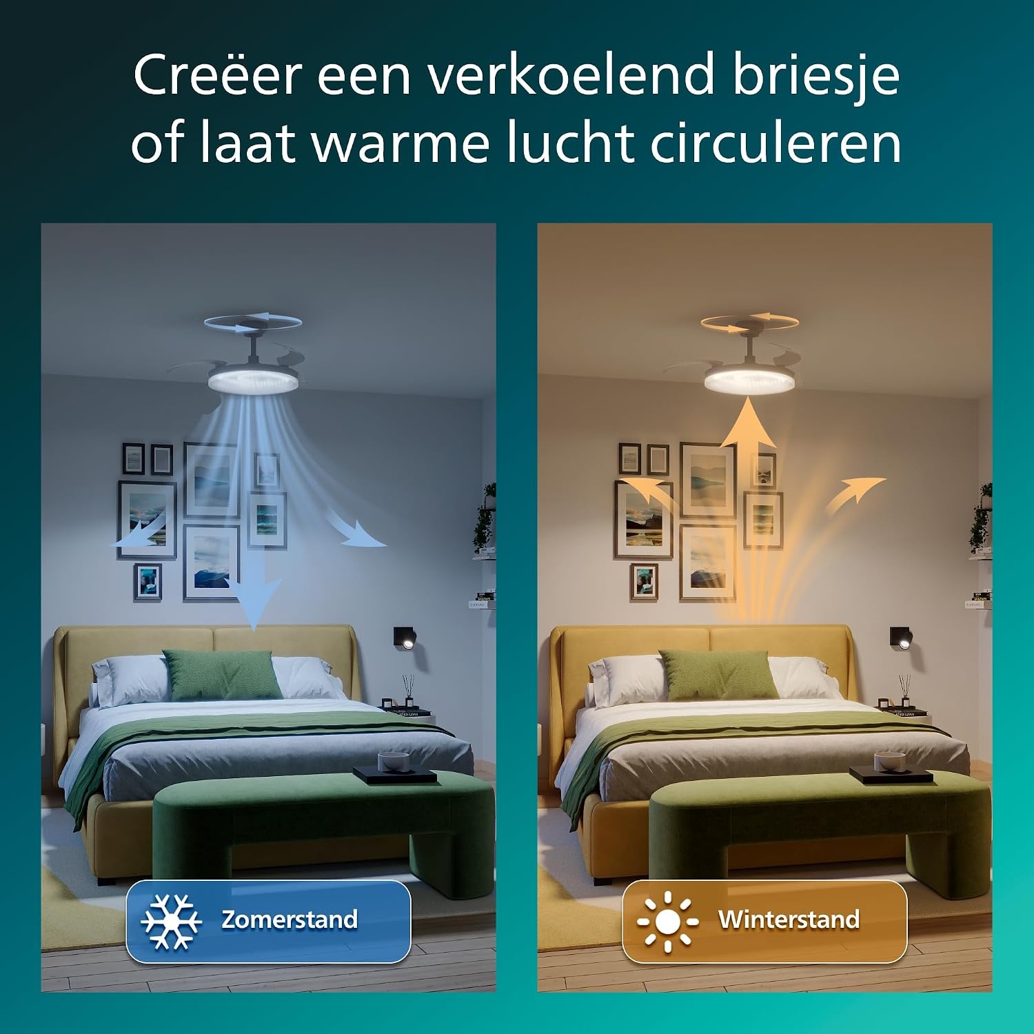 Philips LED, Bliss Plafondventilator met LED-lamp, Ø106 cm, Zwart