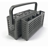 Universele Bestekmand Voor Vaatwasser, 2-in-1 Universele Bestekmand, 23,5 x (8,2 + 4) x 13 cm, Stabiele Steekverbinding, Deelbaar, Met Inklapbare Handgreep