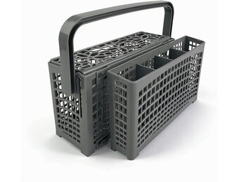 Universele Bestekmand Voor Vaatwasser, 2-in-1 Universele Bestekmand, 23,5 x (8,2 + 4) x 13 cm, Stabiele Steekverbinding, Deelbaar, Met Inklapbare Handgreep