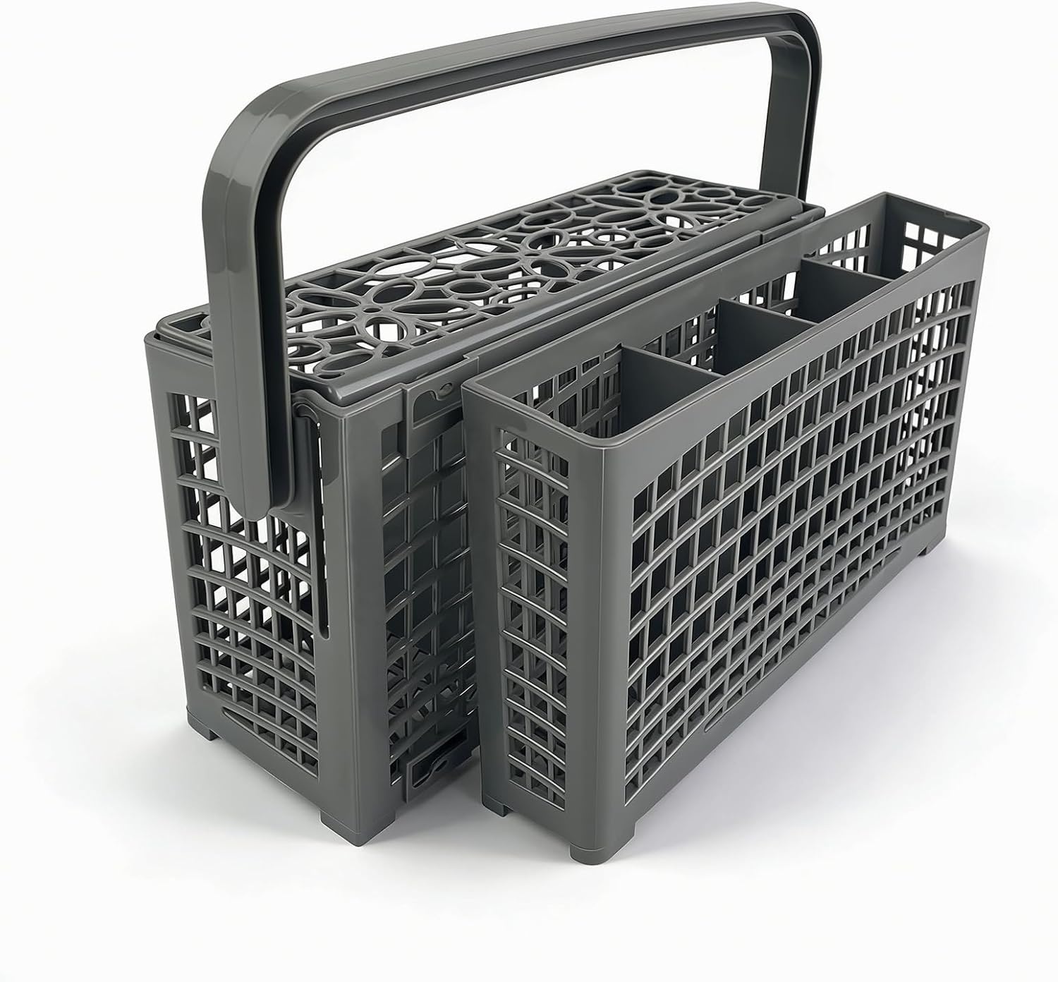 Universele Bestekmand Voor Vaatwasser, 2-in-1 Universele Bestekmand, 23,5 x (8,2 + 4) x 13 cm, Stabiele Steekverbinding, Deelbaar, Met Inklapbare Handgreep