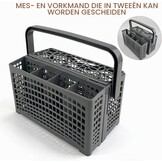 Universele Bestekmand Voor Vaatwasser, 2-in-1 Universele Bestekmand, 23,5 x (8,2 + 4) x 13 cm, Stabiele Steekverbinding, Deelbaar, Met Inklapbare Handgreep