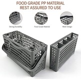 Universele Bestekmand Voor Vaatwasser, 2-in-1 Universele Bestekmand, 23,5 x (8,2 + 4) x 13 cm, Stabiele Steekverbinding, Deelbaar, Met Inklapbare Handgreep