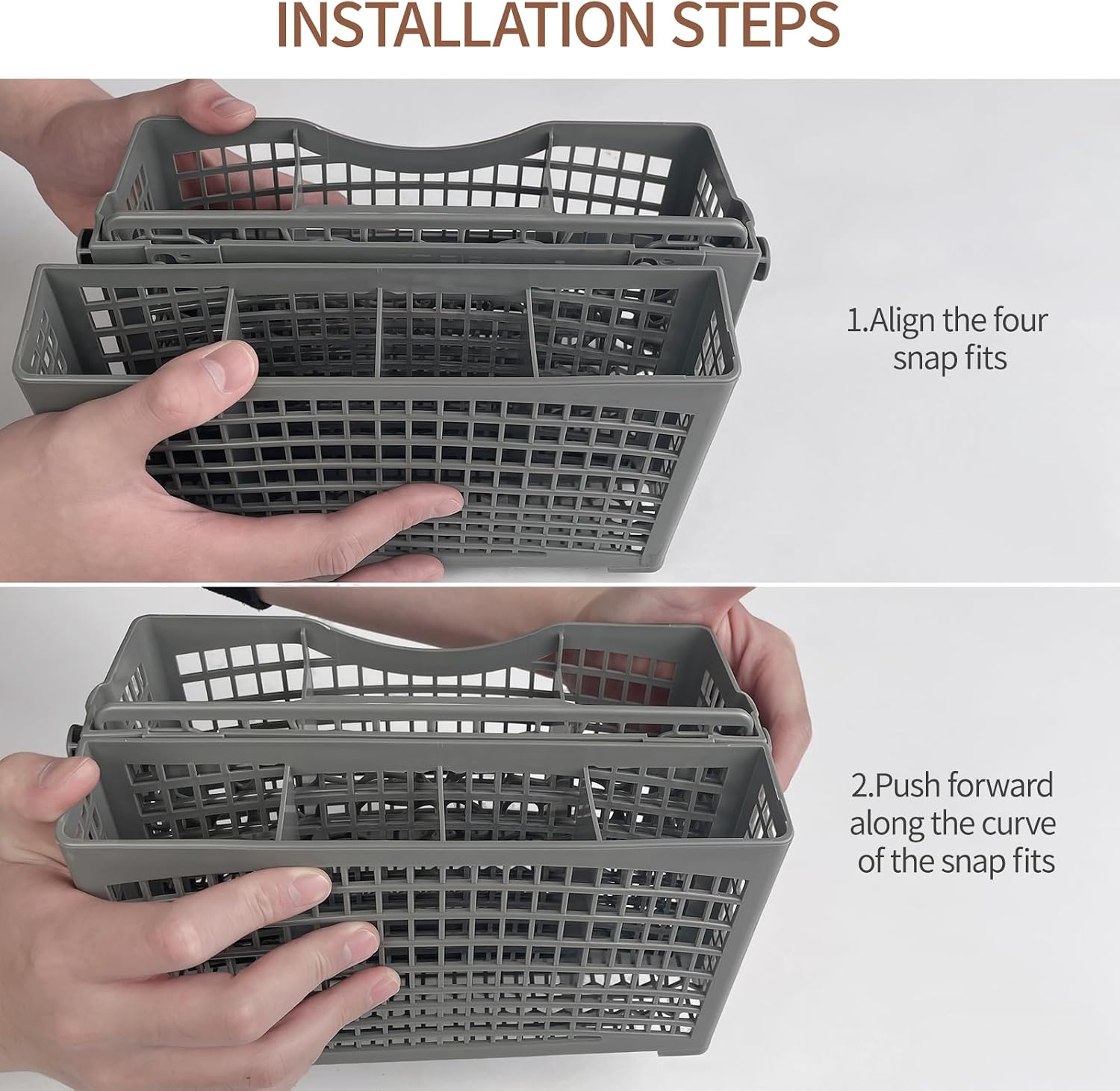 Universele Bestekmand Voor Vaatwasser, 2-in-1 Universele Bestekmand, 23,5 x (8,2 + 4) x 13 cm, Stabiele Steekverbinding, Deelbaar, Met Inklapbare Handgreep