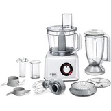 Bosch, MultiTalent 8 foodprocessor, waveCut-mes, SmartStorage, mixeropzetstuk, blenderkan, 1000 Watt, 45 functies, MC812W501, wit