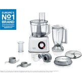 Bosch, MultiTalent 8 foodprocessor, waveCut-mes, SmartStorage, mixeropzetstuk, blenderkan, 1000 Watt, 45 functies, MC812W501, wit