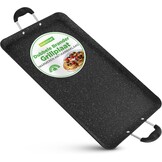 NutriChef Dubbele Branders Griddle – Anti-aanbak Bakplaat voor Gasfornuis, Vaatwasmachinebestendig, Hittebestendige Handgrepen, PFOA-vrij, 51 x 30 cm (Zwart)