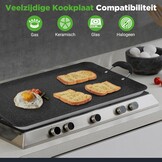 NutriChef Dubbele Branders Griddle – Anti-aanbak Bakplaat voor Gasfornuis, Vaatwasmachinebestendig, Hittebestendige Handgrepen, PFOA-vrij, 51 x 30 cm (Zwart)