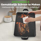 NutriChef Dubbele Branders Griddle – Anti-aanbak Bakplaat voor Gasfornuis, Vaatwasmachinebestendig, Hittebestendige Handgrepen, PFOA-vrij, 51 x 30 cm (Zwart)