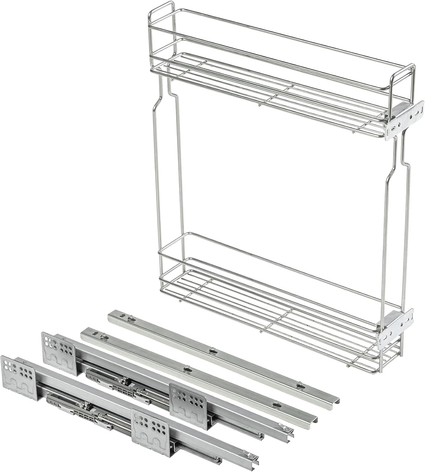 GTV Uittrekbare cargomand met 2 niveaus KO-BO200TD-60, voor meubels 200 mm, ondermontage, stalen frame, draagkracht 15 kg, antraciet