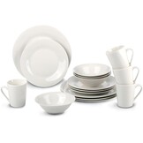 alpina Serviesset 16-Delig - Bordenset Diner 4 Persoons - Aardewerk Servies - Dinerborden, Dessertborden, Kommen en Mokken - Magnetron en Vaatwasser Bestendig - Wit