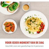 alpina Serviesset 16-Delig - Bordenset Diner 4 Persoons - Aardewerk Servies - Dinerborden, Dessertborden, Kommen en Mokken - Magnetron en Vaatwasser Bestendig - Wit