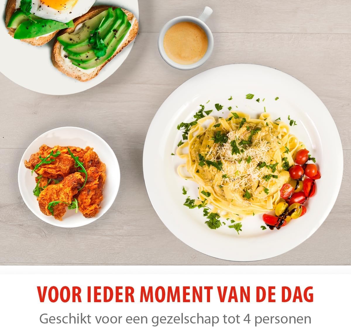 alpina Serviesset 16-Delig - Bordenset Diner 4 Persoons - Aardewerk Servies - Dinerborden, Dessertborden, Kommen en Mokken - Magnetron en Vaatwasser Bestendig - Wit
