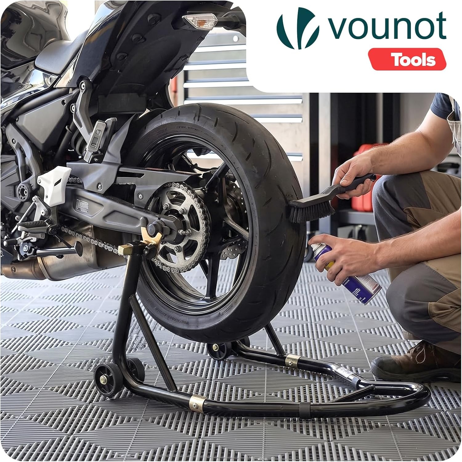 Motorfiets Achterwiel Stand Zwart