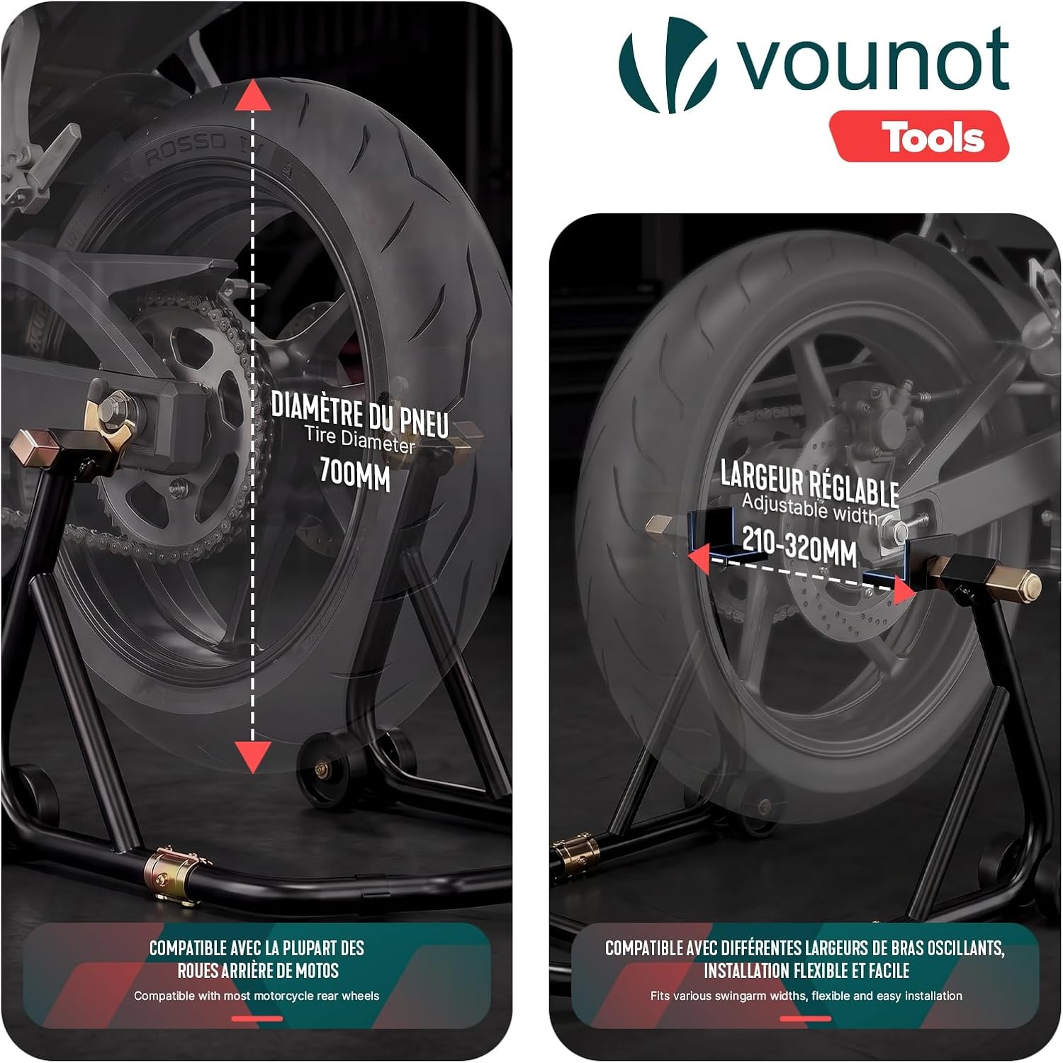 Motorfiets Achterwiel Stand Zwart