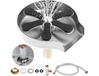 Dyna-Living Roestvrijstalen glaspoeler, automatische glazen spoelbak, kopwasmachine, flessenwasmachine, ingebedde glasafdruiprek voor keukenspoelbak, bar, thuis (pistoolgrijs)