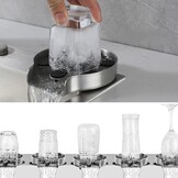 Dyna-Living Roestvrijstalen glaspoeler, automatische glazen spoelbak, kopwasmachine, flessenwasmachine, ingebedde glasafdruiprek voor keukenspoelbak, bar, thuis (pistoolgrijs)