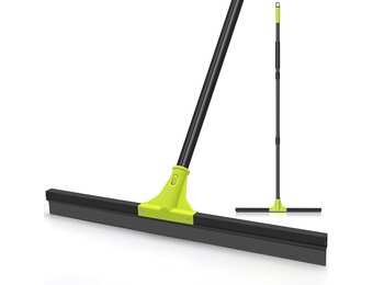 TidyBliss Vloerwisser Heavy Duty, 60 cm Rubber Schuim Water Schraper Bezem met 158 cm Lange Steel, Epoxy Wisser Dweil voor het Reinigen van Beton Zwembad Tapijt Garage Dek Douche Raam Buiten Binnen